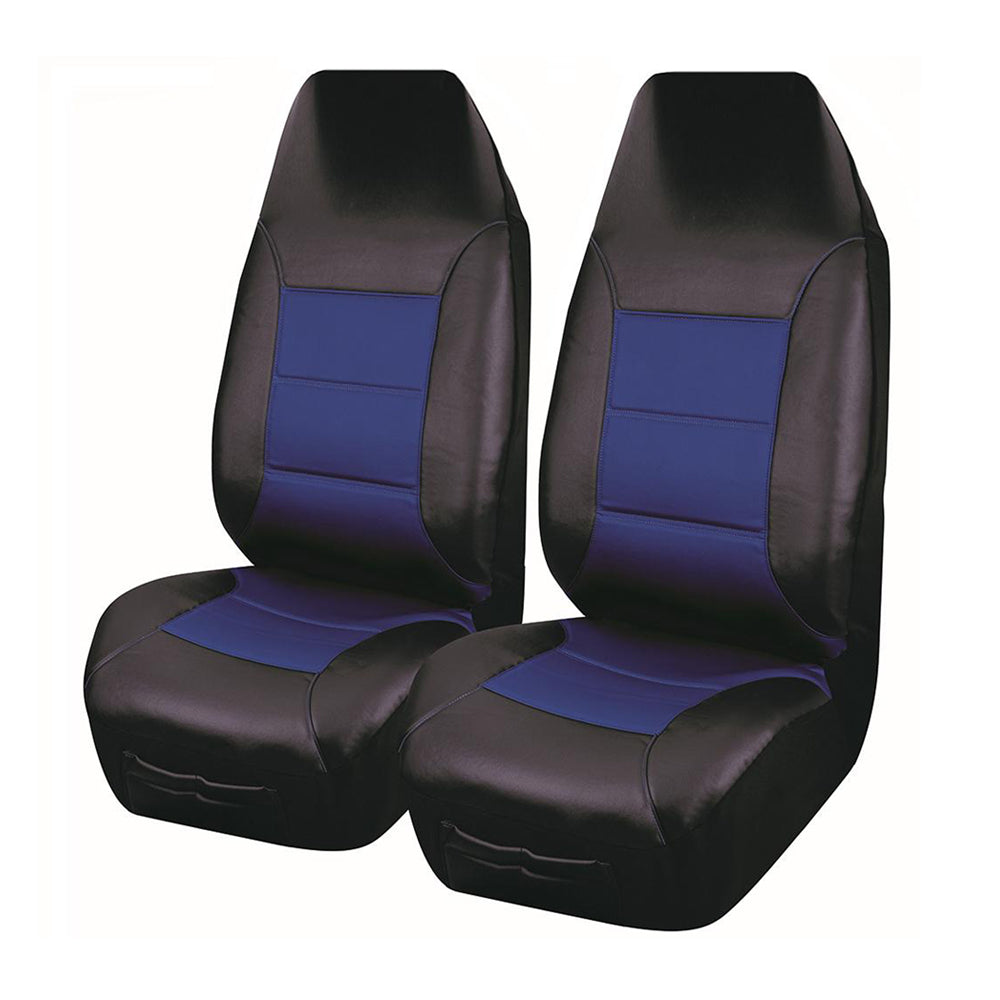 El Toro Faux Leather Front Seat Covers (High-Back) - Black/Blue