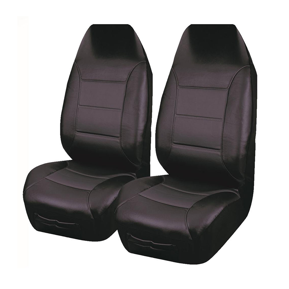 El Toro Faux Leather Front Seat Covers (High-Back) - Black/Black