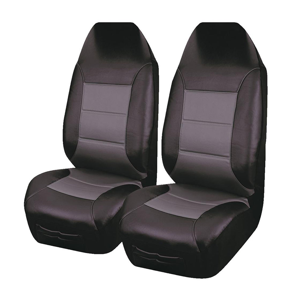 El Toro Faux Leather Front Seat Covers (High-Back) - Black/Gray
