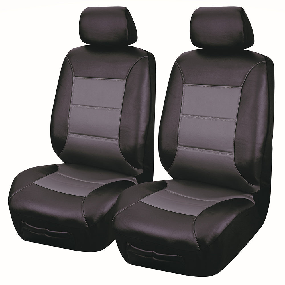 El Toro Faux Leather Front Seat Covers (Low-Back) - Black/Gray