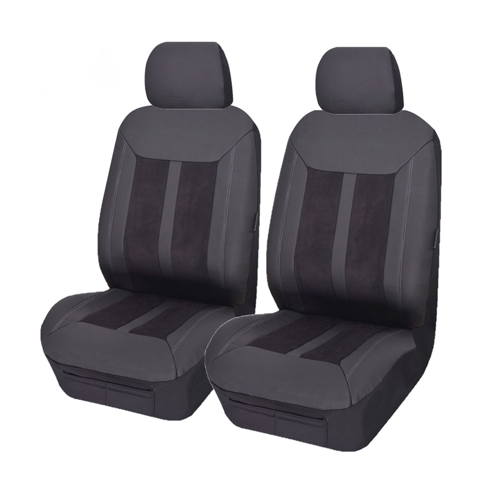 Fury Suede Front Seat Covers (Low-Back) - Black