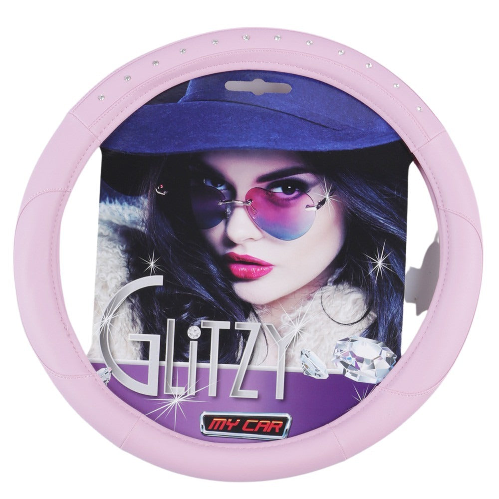 Glitzy Steering Wheel Cover - Pink