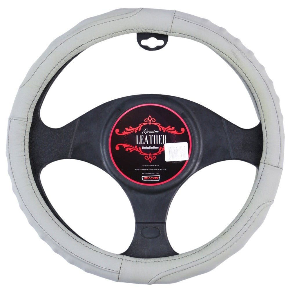 Kentucky Leather Steering Wheel Cover - Gray
