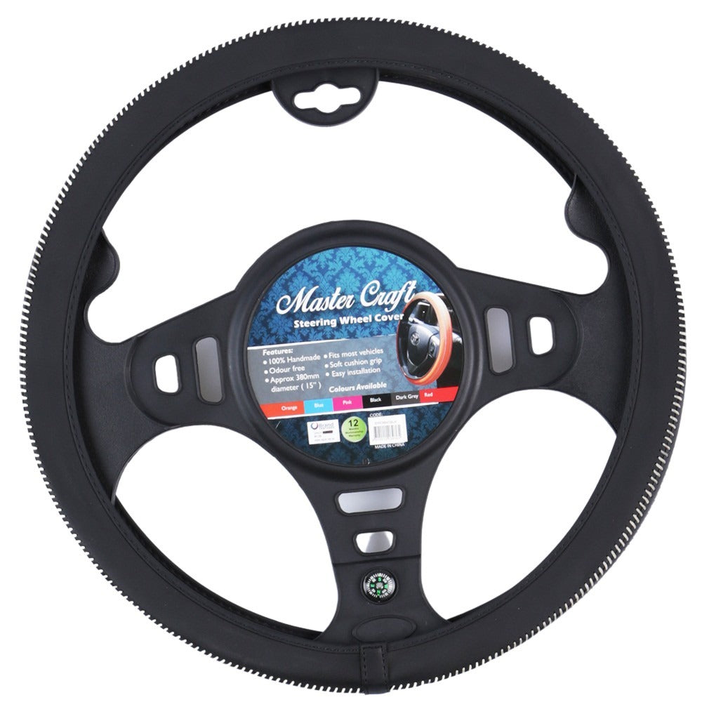 Mastercraft Faux Leather Steering Wheel Cover - Black