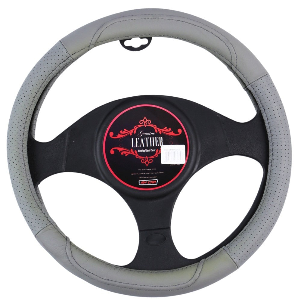 Oklahoma Leather Steering Wheel Cover - Gray