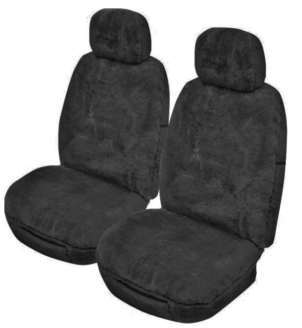 Softfleece Sheepskin Front Seat Covers (20mm Pile) - Charcoal