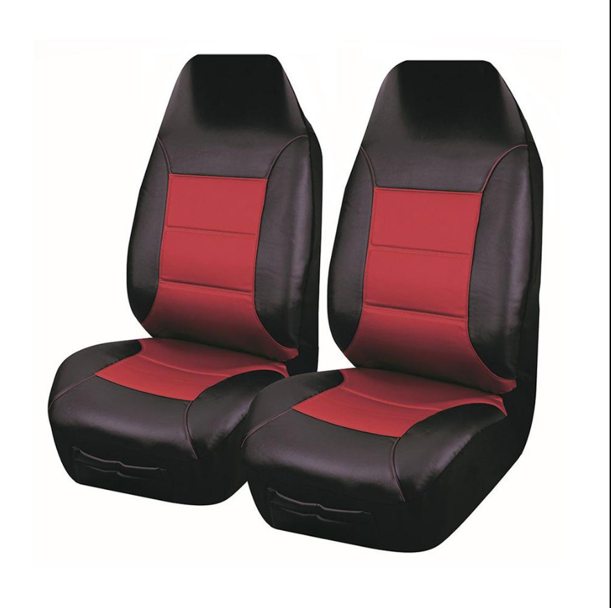 El Toro Faux Leather Front Seat Covers (High-Back) - Black/Red