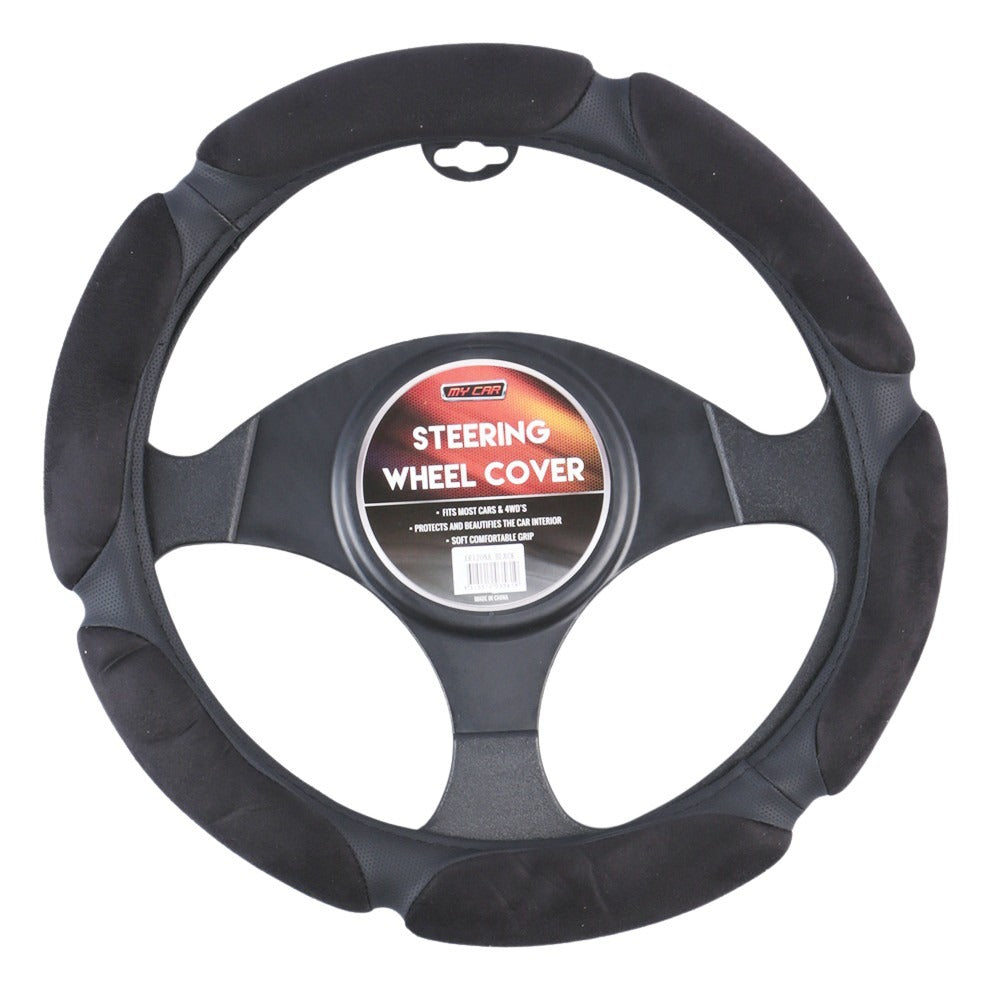 Arizona Suede Grip Steering Wheel Cover - Black