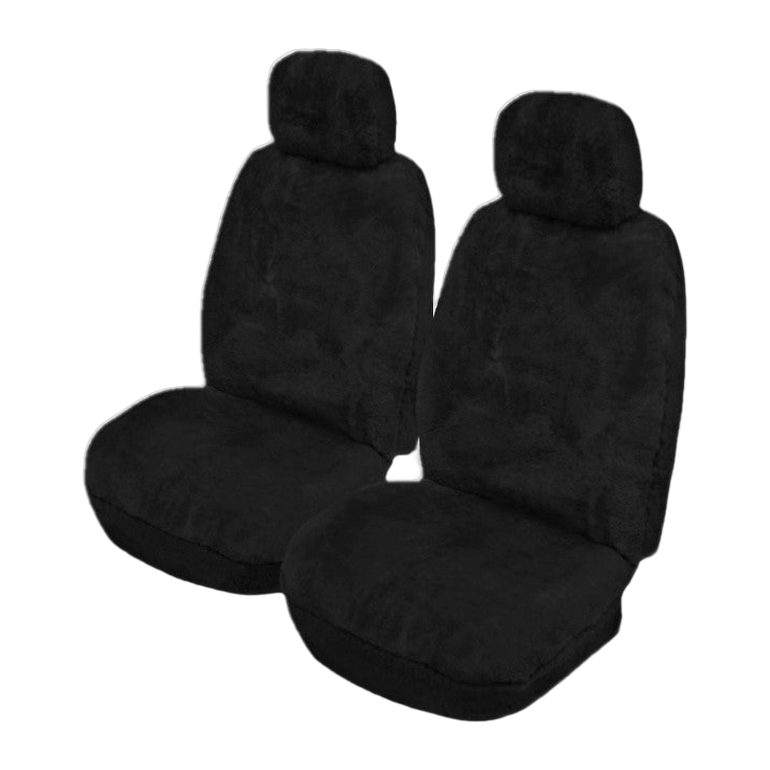 Lambswool Sheepskin Front Seat Covers (27mm Pile) - Black (Style 1)