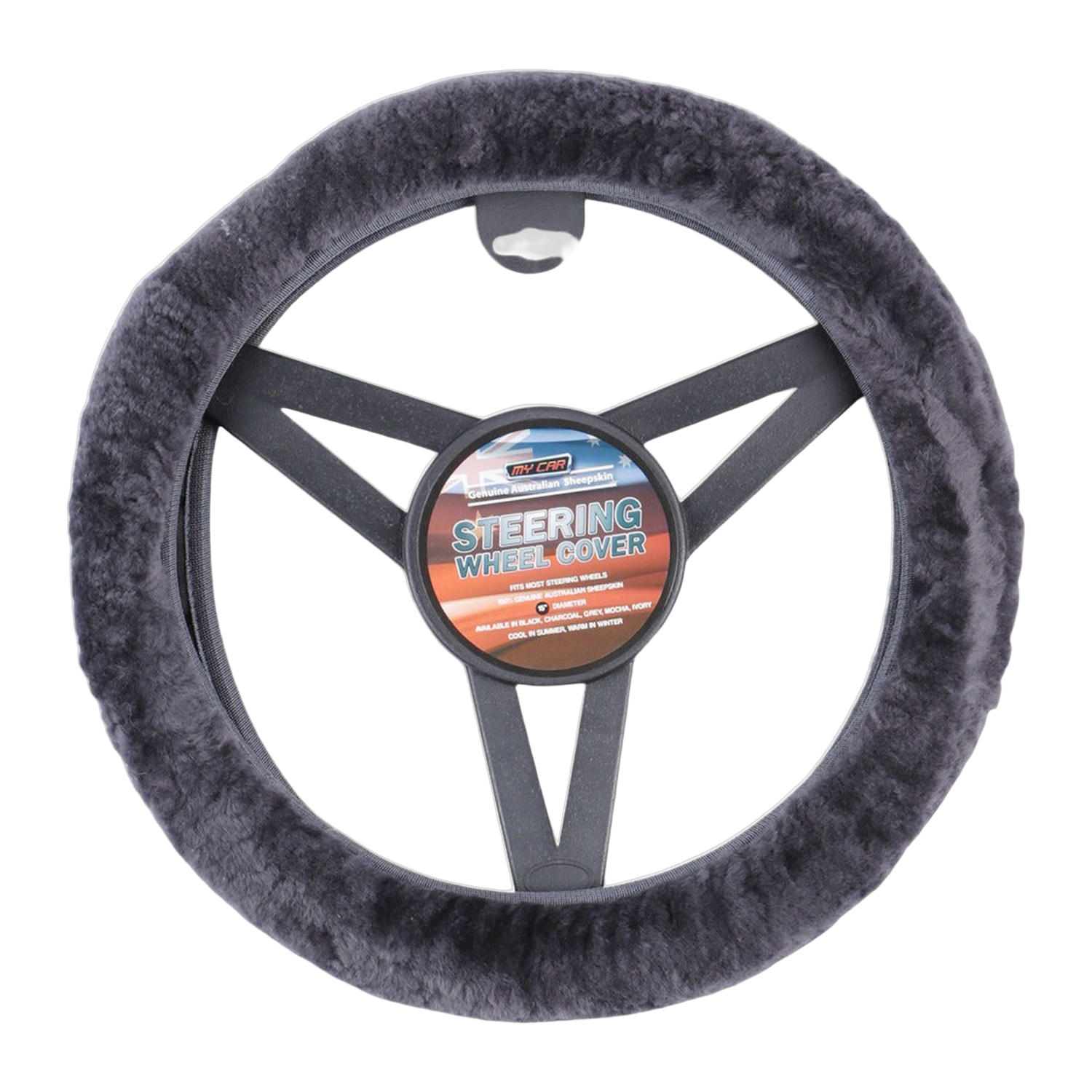 Sheepskin Luxury Steering Wheel Cover - Charcoal