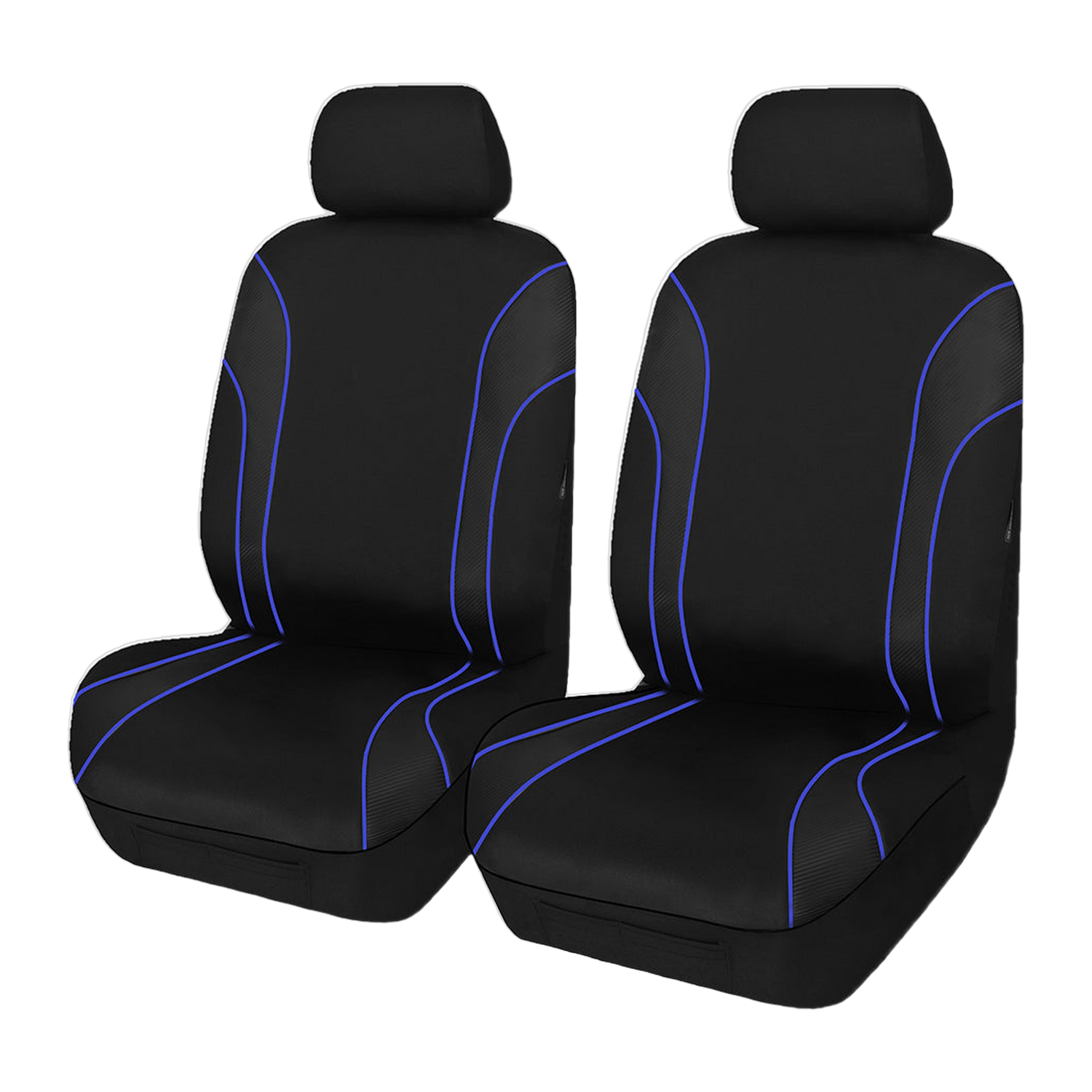 Strident Suede Front Seat Covers (Low-Back) - Blue Piping