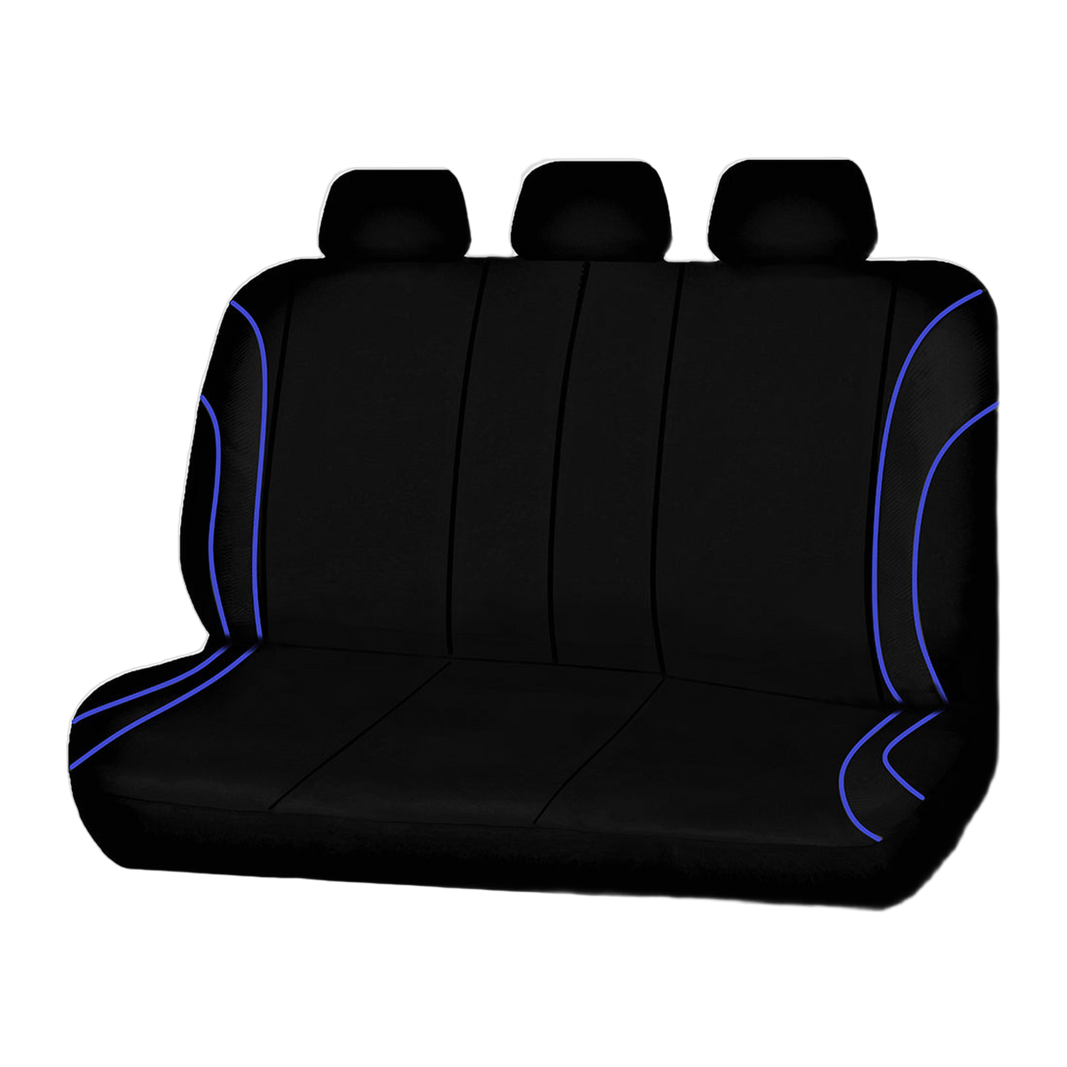 Strident Suede Rear Bench Seat Covers - Blue Piping