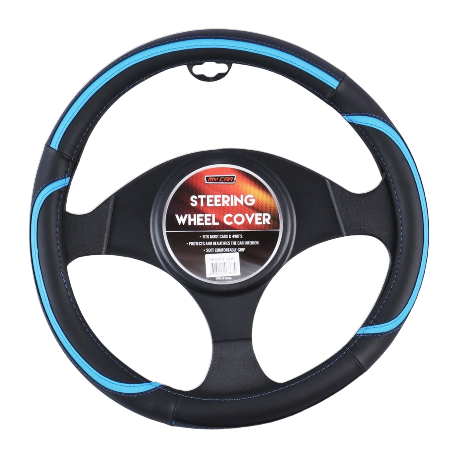 Phoenix Faux Leather Steering Wheel Cover - Blue