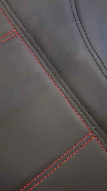 Universal Lavish PU Leather - Rear Seat Cover Size 06/08S | Black/Red Stitching