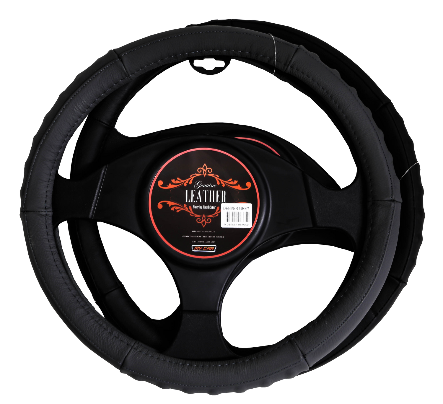 Denver Leather Steering Wheel Cover - Black