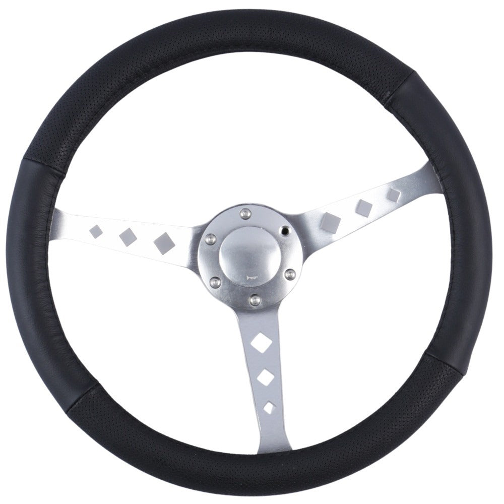 Vegas Leather Steering Wheel Cover - Black