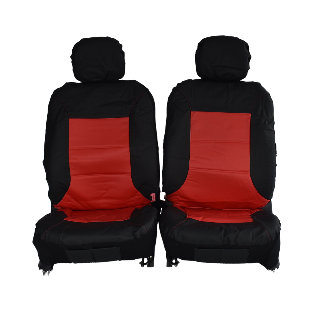 El Toro Faux Leather Front Seat Covers (Low-Back) - Black/Red