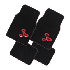 4 Piece Carpet Floor Mats In Kiss Design - Red Lips 4-Piece Car Floor Mats - Red