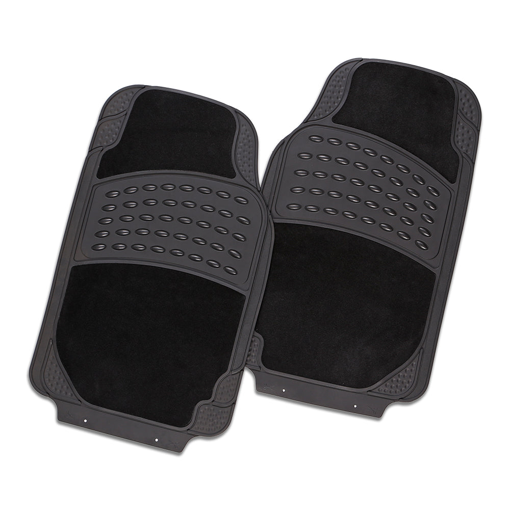 Colossus 2-Piece Car Floor Mats - Black [Rubber & Carpet]