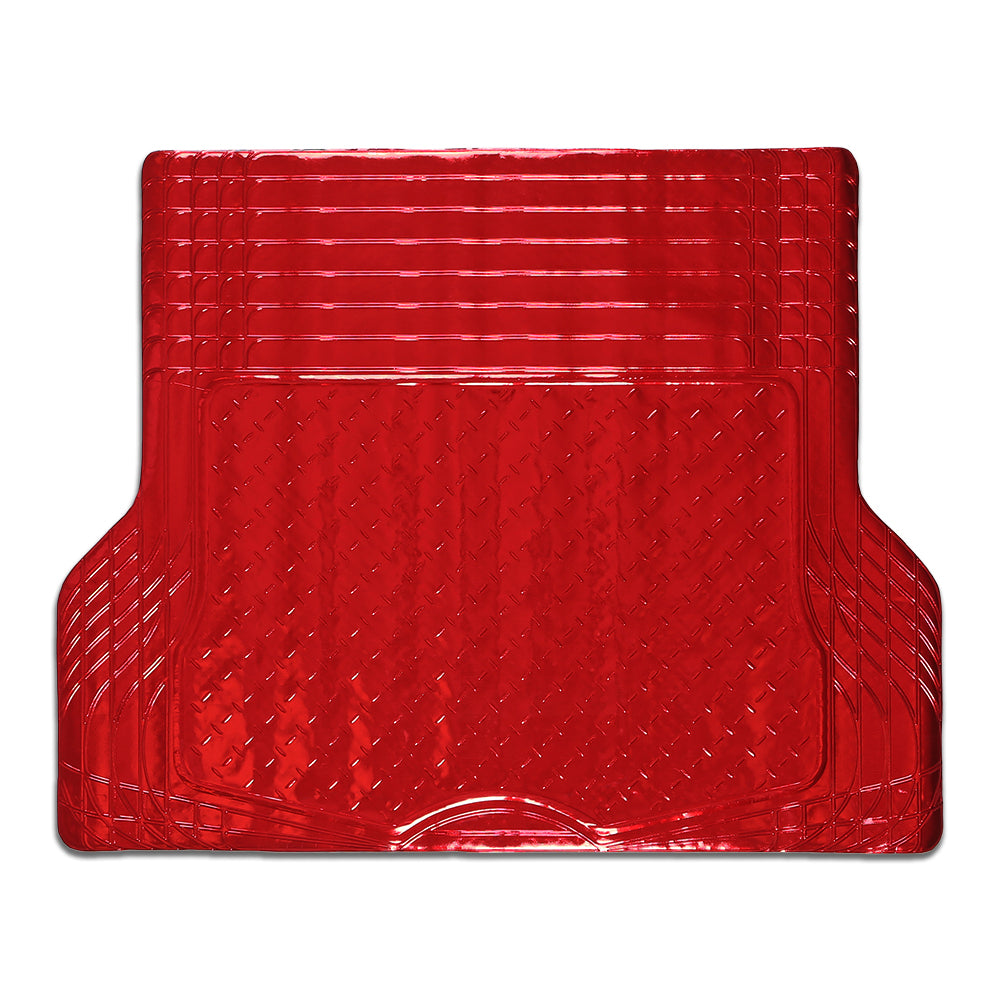 Aluminum Look 1-Piece Trunk Mat - Red [Rubber, Aluminum Look]
