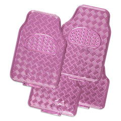 Venom 4-Piece Car Floor Mats - Pink [Rubber, Aluminum Look]