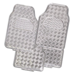 Venom 4-Piece Car Floor Mats - Silver [Rubber, Aluminum Look]
