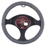 Denver Leather Steering Wheel Cover - Gray