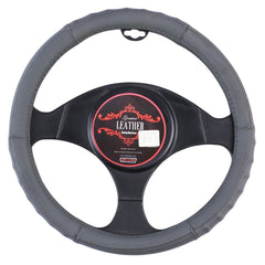 Denver Leather Steering Wheel Cover - Gray