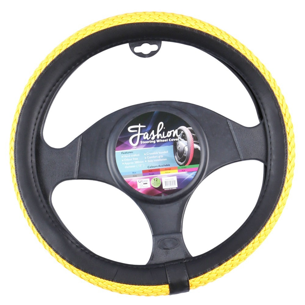Fashion Faux Leather Steering Wheel Cover - Orange