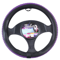 Fashion Faux Leather Steering Wheel Cover - Purple