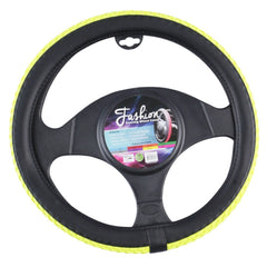 Fashion Faux Leather Steering Wheel Cover - Yellow