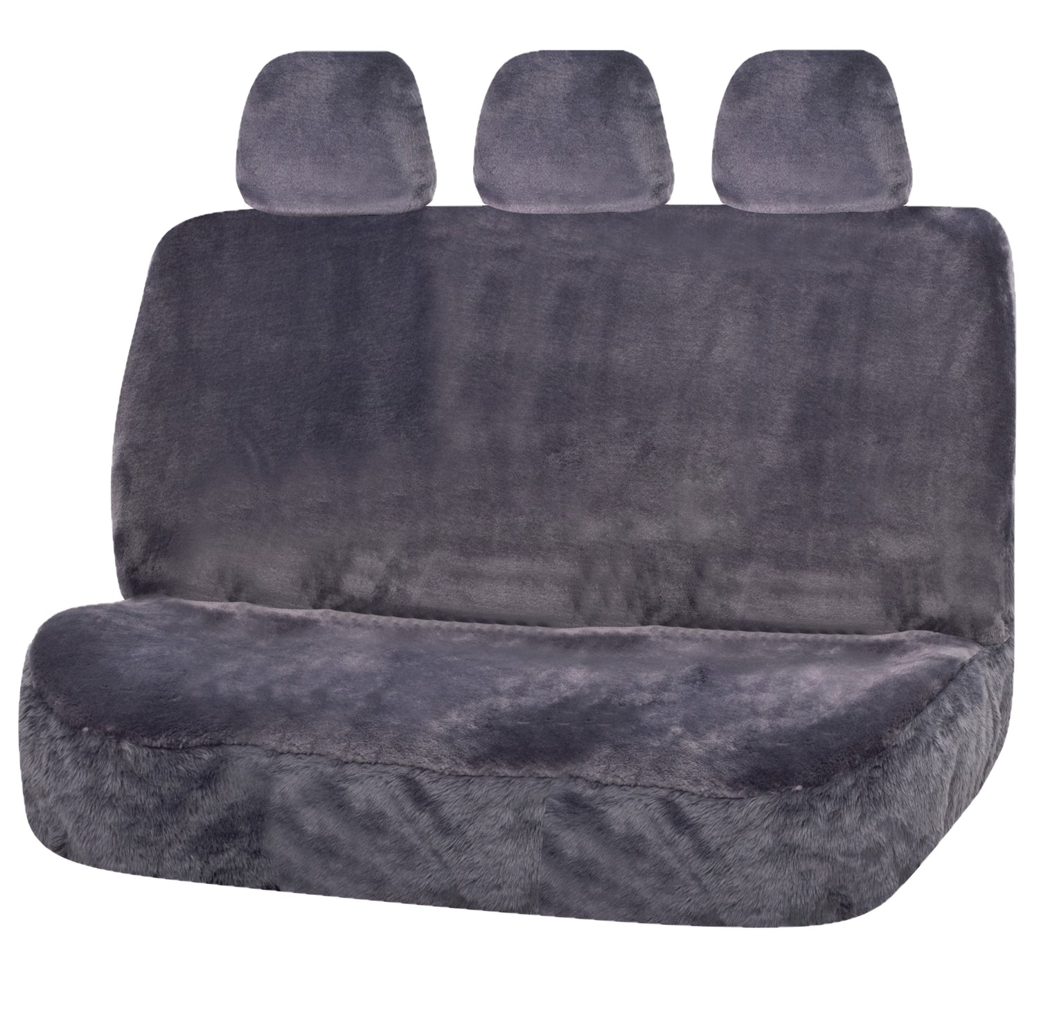 Finesse Faux Fur Rear Bench Seat Covers (3 Headrests) - Gray