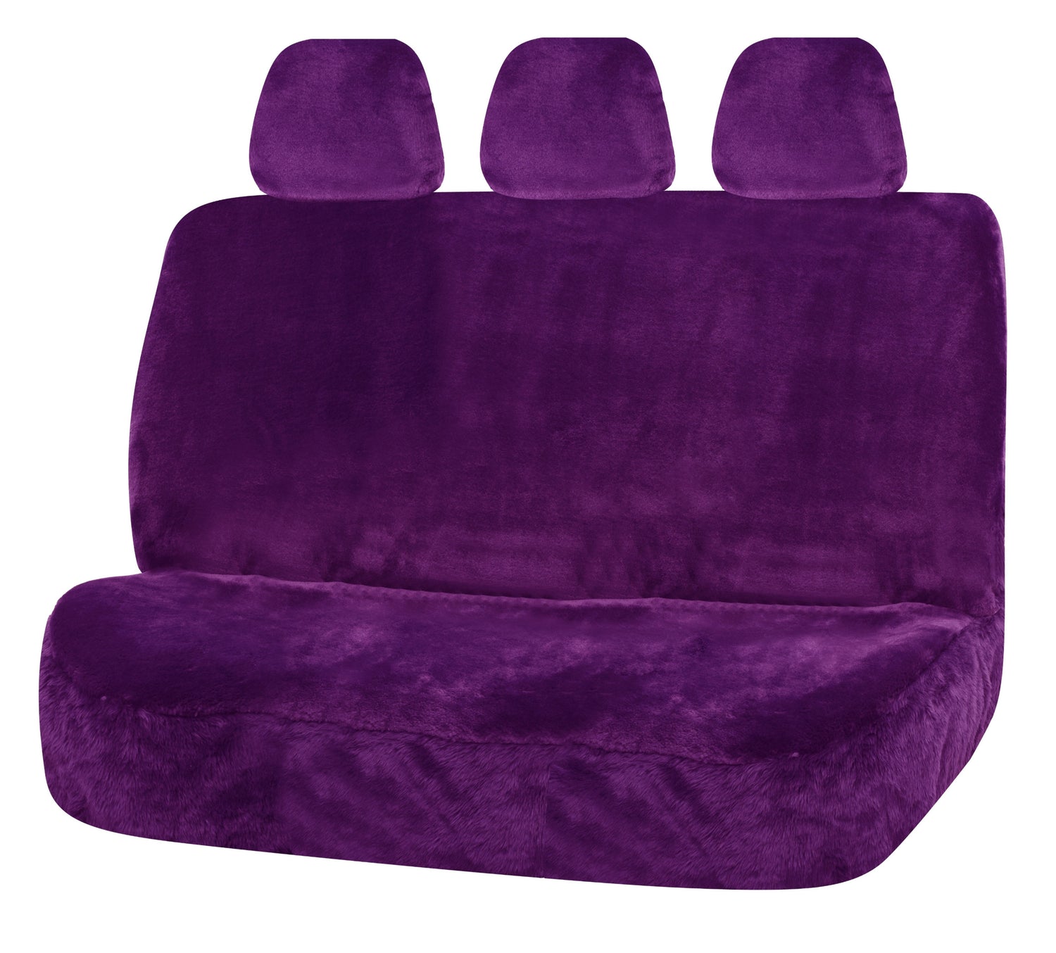 Finesse Faux Fur Rear Bench Seat Covers (3 Headrests) - Purple