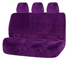 Finesse Faux Fur Rear Bench Seat Covers (3 Headrests) - Purple