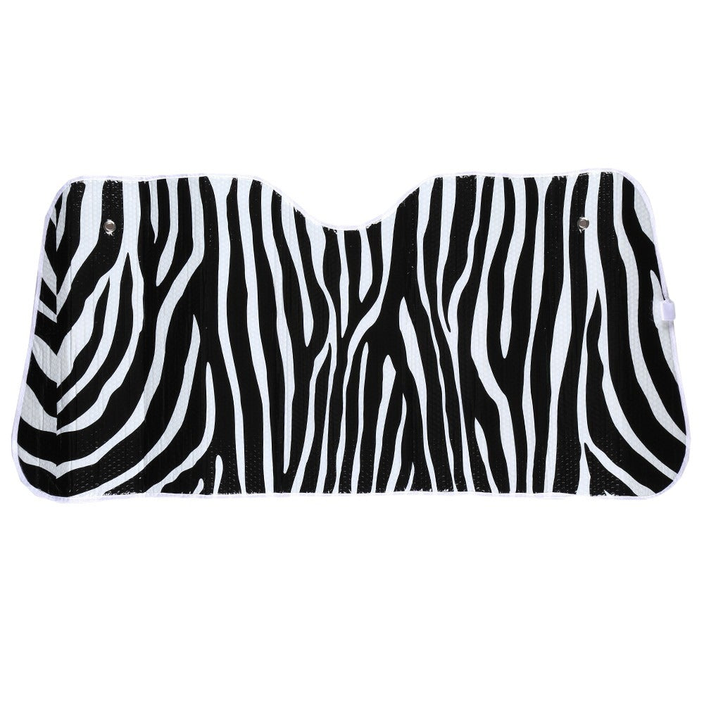 Zebra Print Windshield Sunshade - White