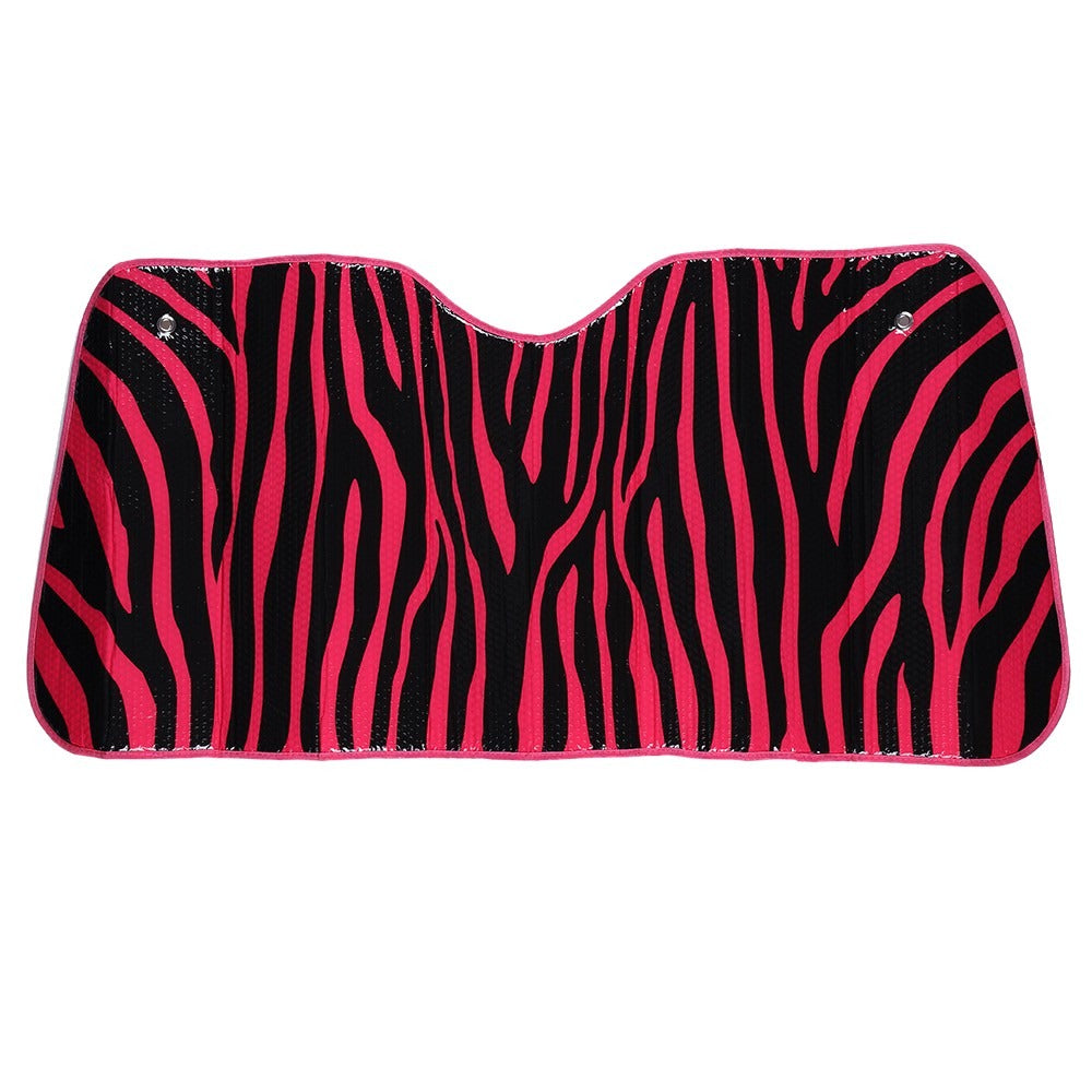 Zebra Print Windshield Sunshade - Pink