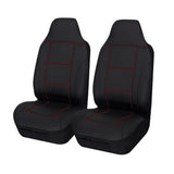 Lavish Faux Leather Front Seat Covers (High-Back) - Black/Red Stitching