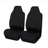 Lavish Faux Leather Front Seat Covers (High-Back) - Black/White Stitching