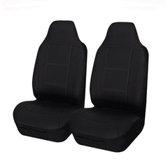 Lavish Faux Leather Front Seat Covers (High-Back) - Black/White Stitching
