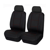 Lavish Faux Leather Front Seat Covers (Low-Back) - Black/Red Stitching