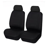 Lavish Faux Leather Front Seat Covers (Low-Back) - Black/White Stitching