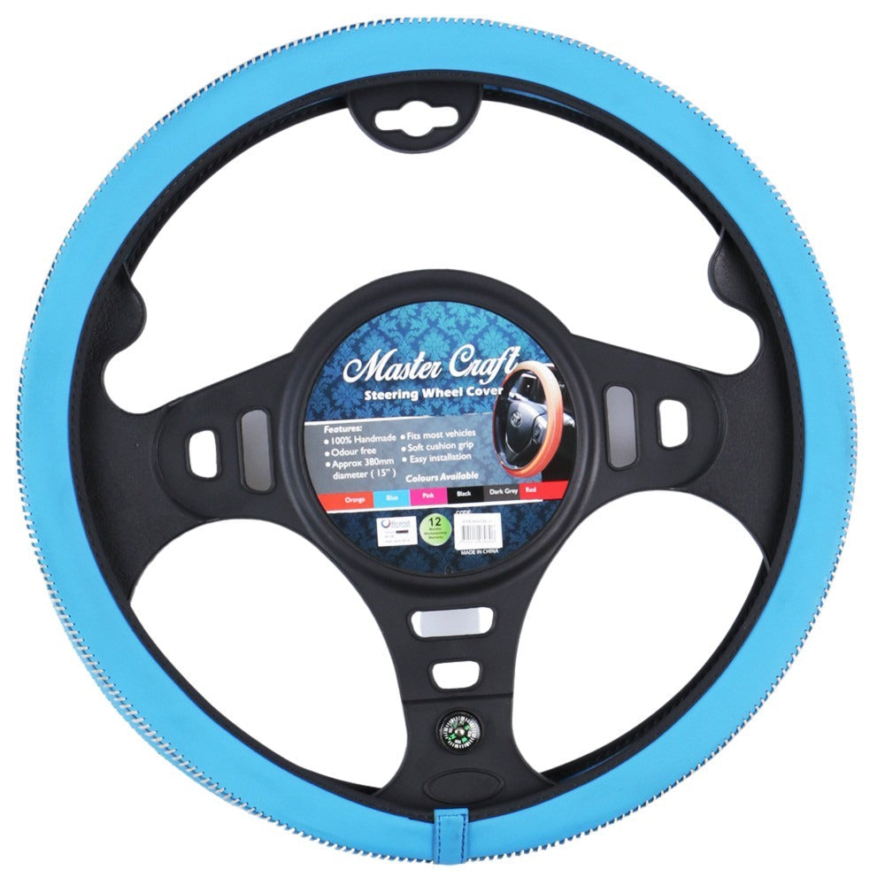Mastercraft Faux Leather Steering Wheel Cover - Blue