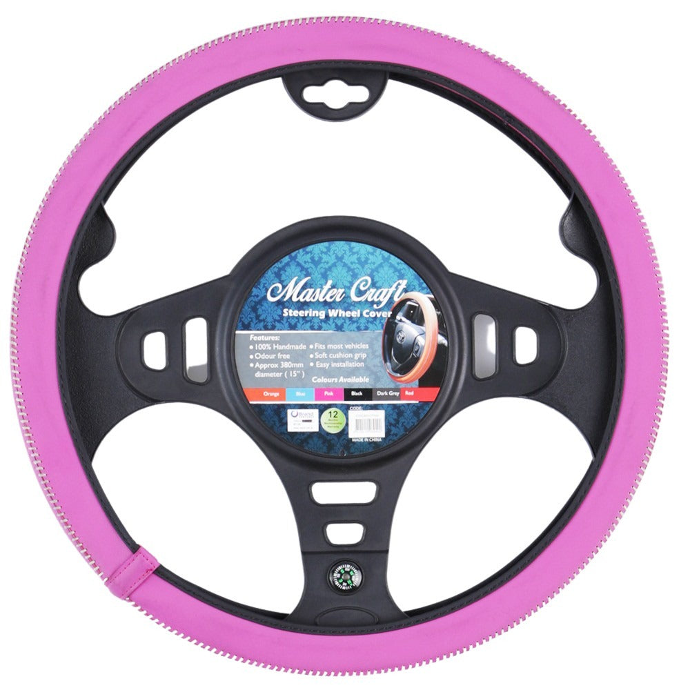 Mastercraft Faux Leather Steering Wheel Cover - Pink