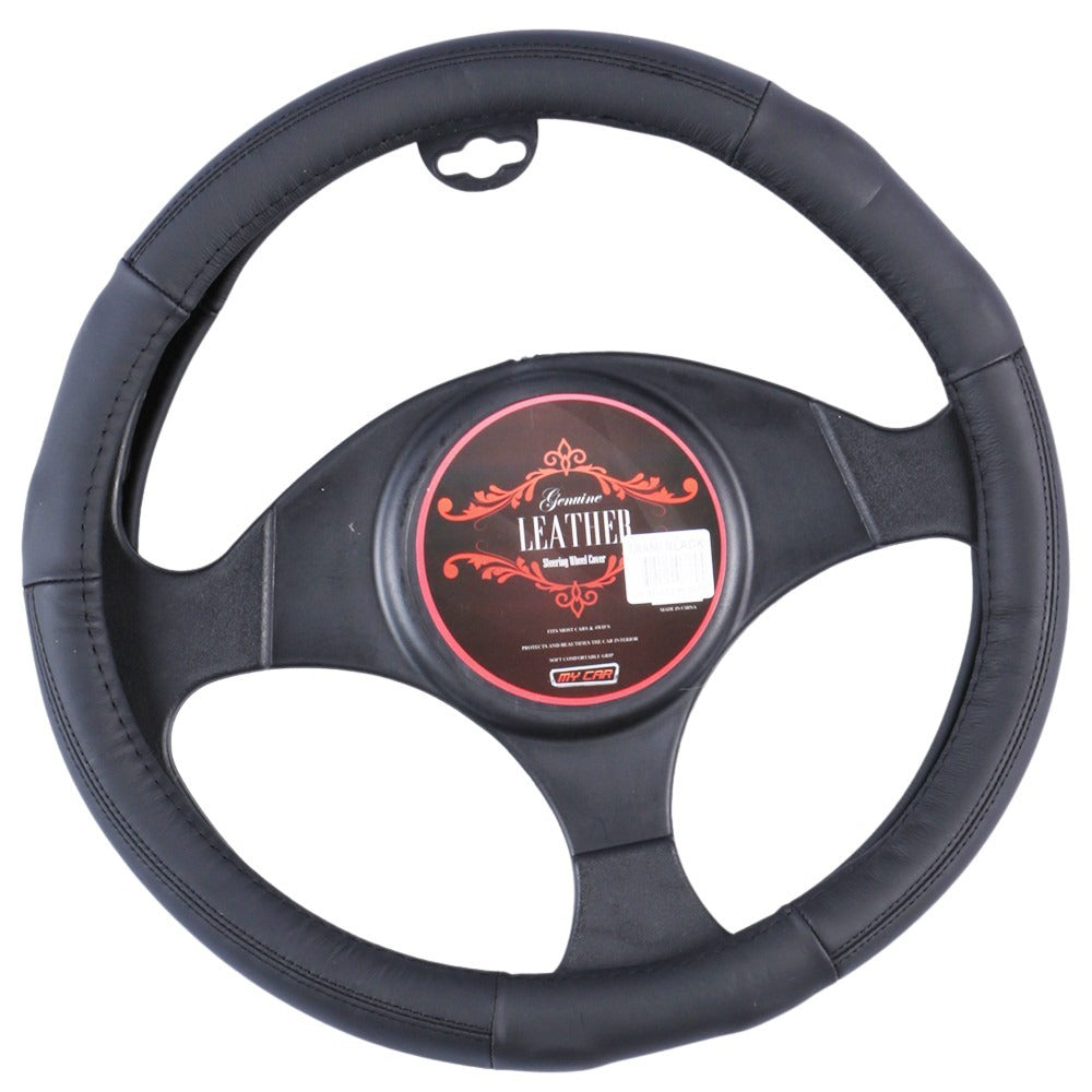 Miami Leather Steering Wheel Cover - Black