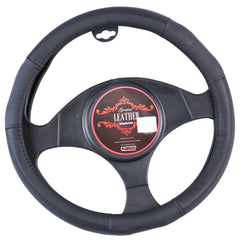 Miami Leather Steering Wheel Cover - Black