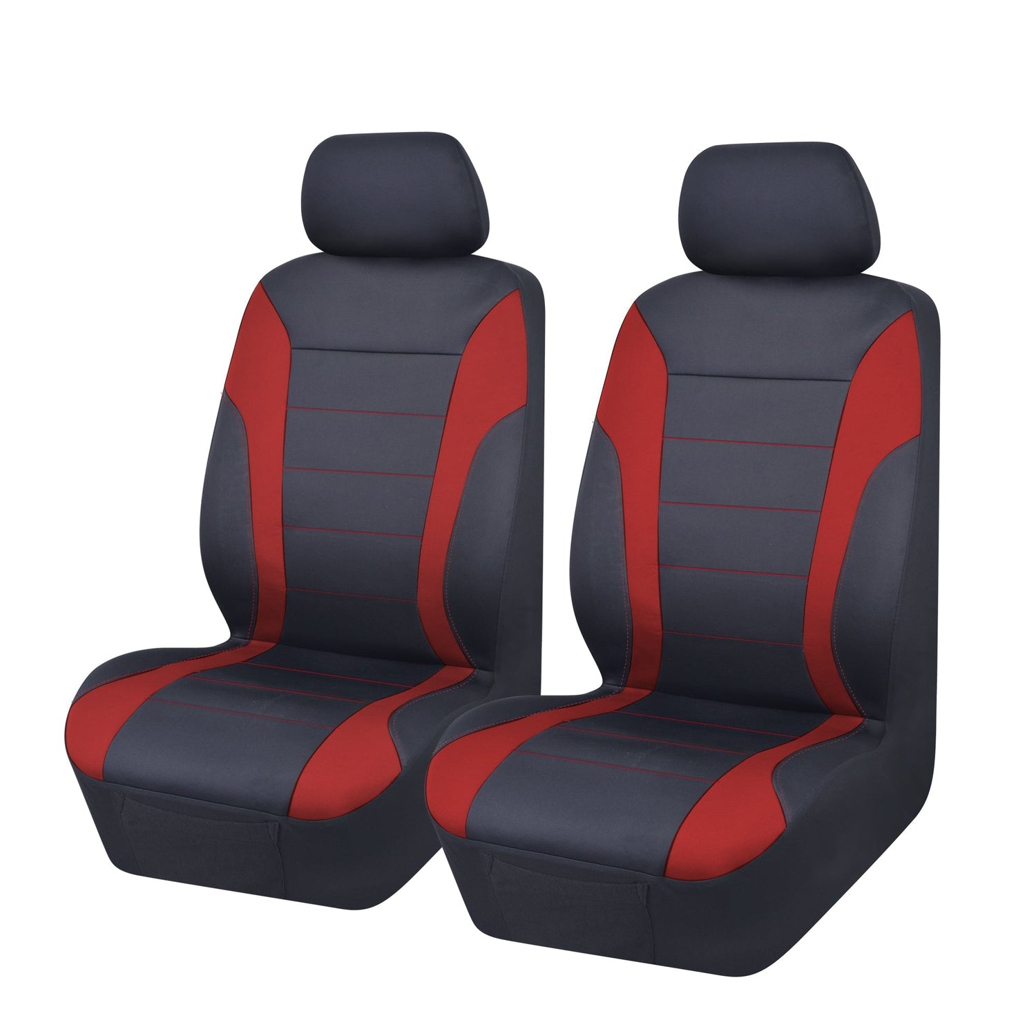 Ultra Light Neoprene Front Seat Covers (Low-Back) - Black/Red