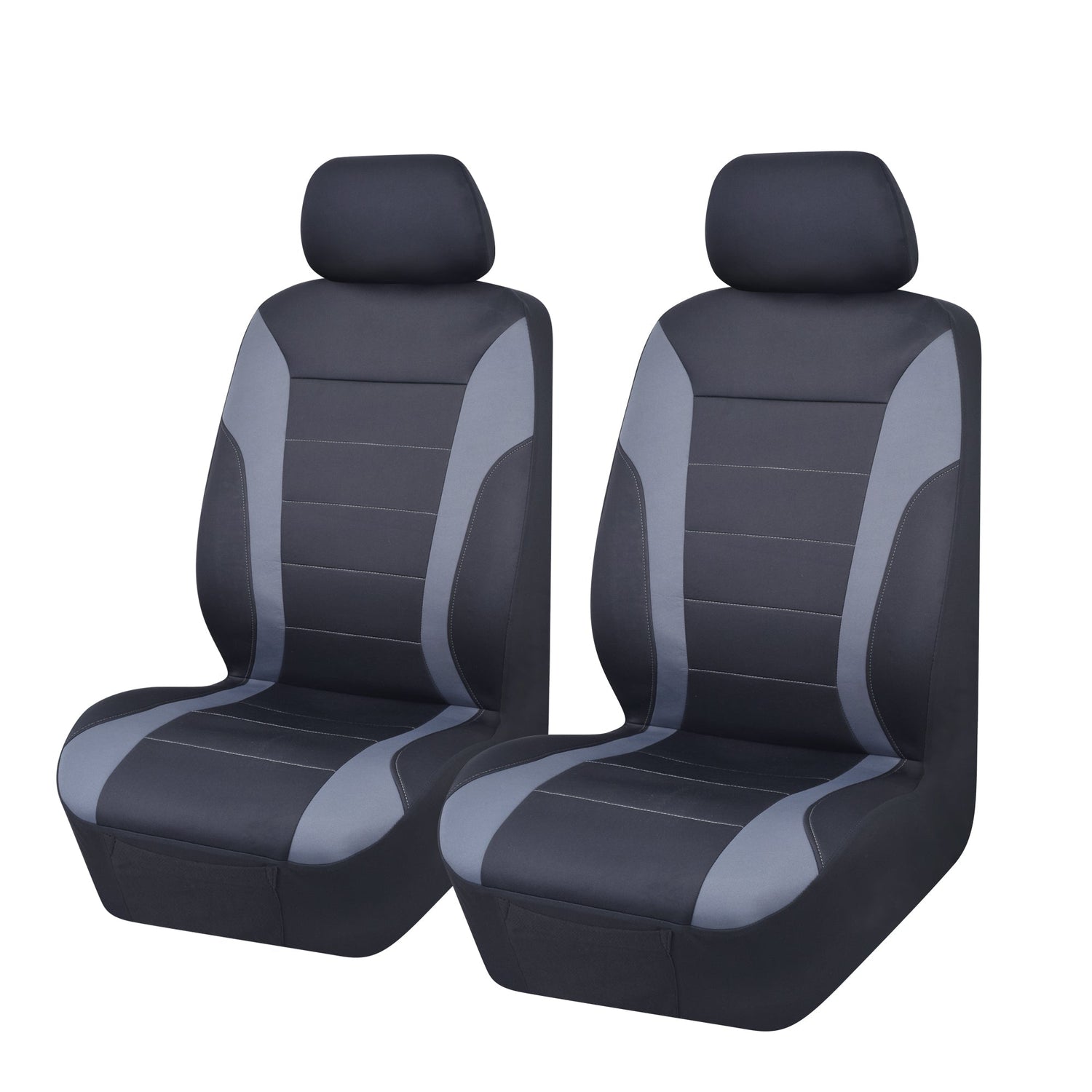 Ultra Light Neoprene Front Seat Covers (Low-Back) - Black/Gray