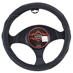 Nevada Leather Steering Wheel Cover - Black/White