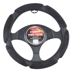 Arizona Suede Grip Steering Wheel Cover - Black