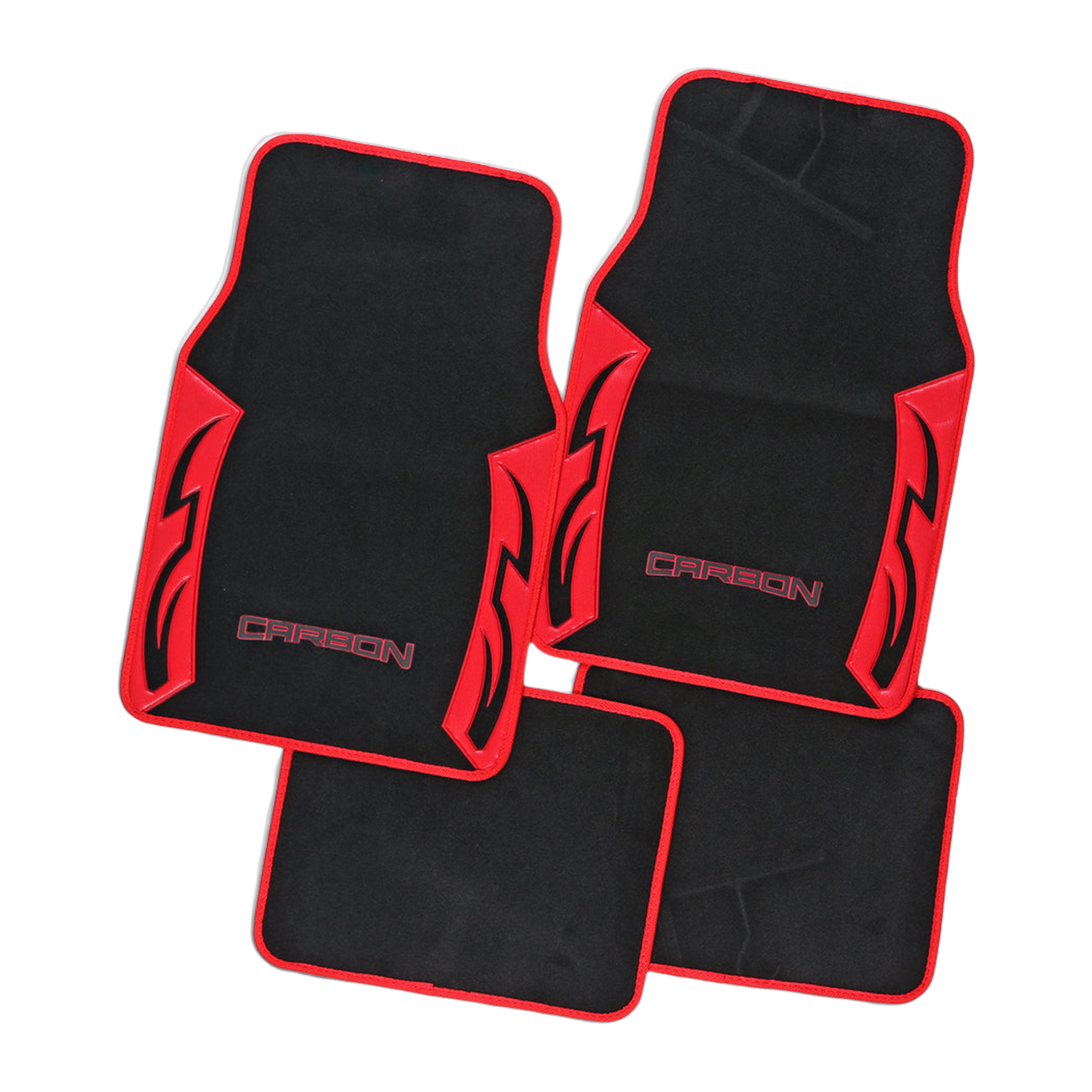 Carbon Red Carpet 4-Piece Car Floor Mats - Red [Carpet]